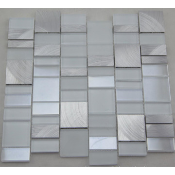 Aluminum Mix White Glass Mosaic Wall Tile (HGM391)